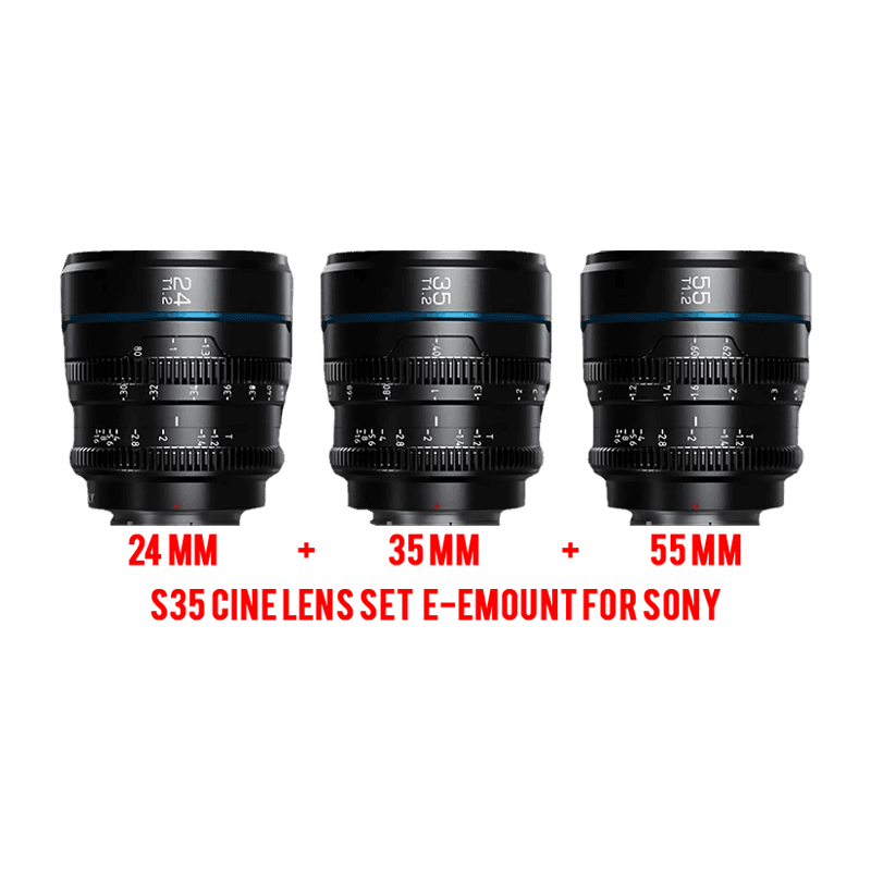 SIRUI Nightwalker 24mm, 35mm & 55mm T1.2 S35 Manual Focus Cine Lens Bundle (E Mount) " - Black